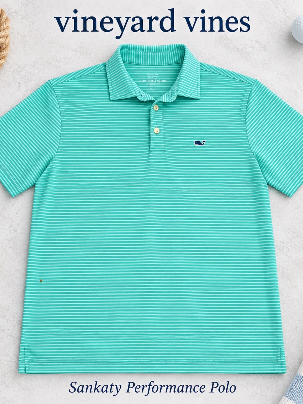 Vineyard Vines Men's Mint Stripe Polo